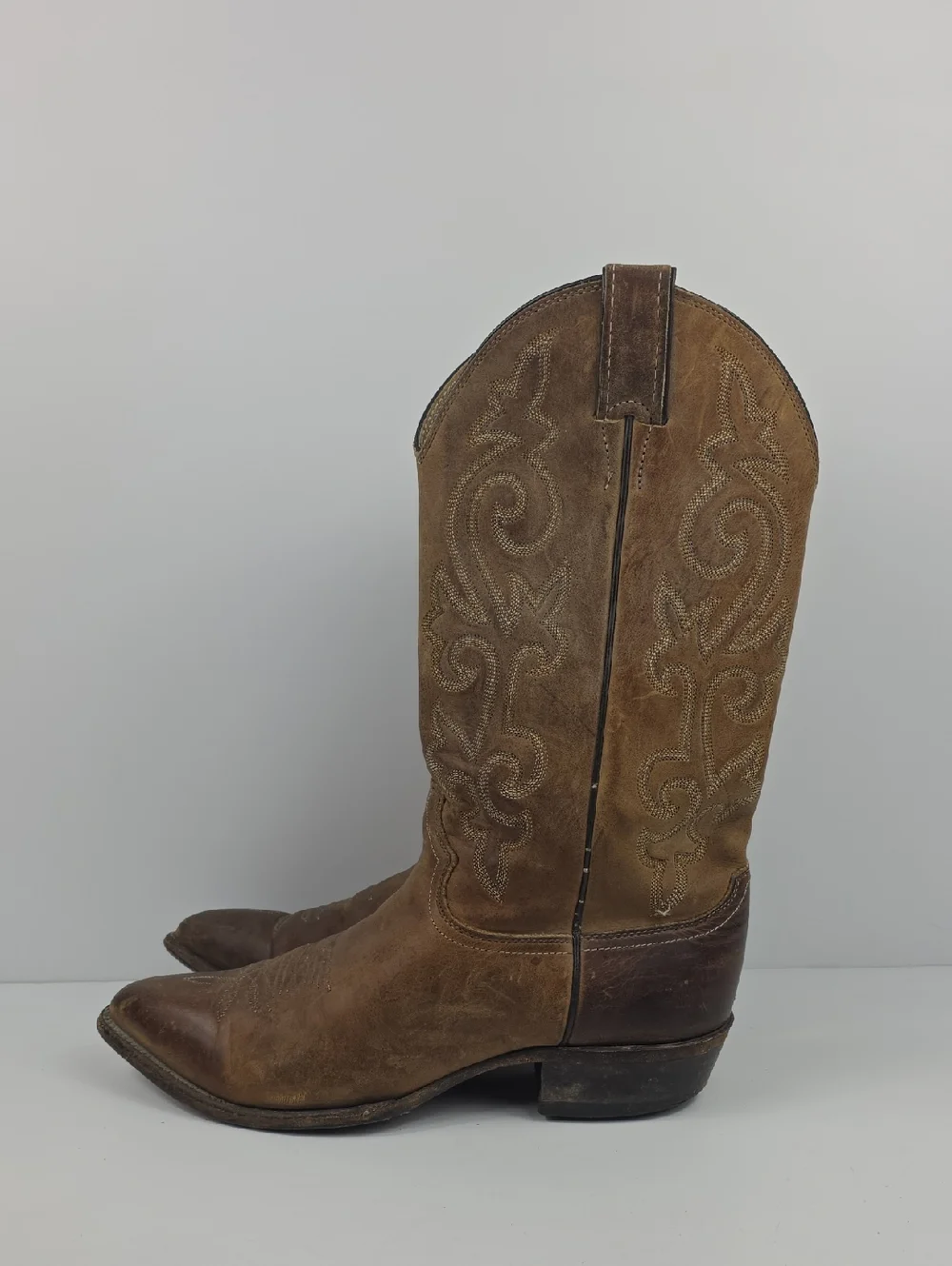 Vintage Justin Brown Leather Men's Cowboy Boots Size 10